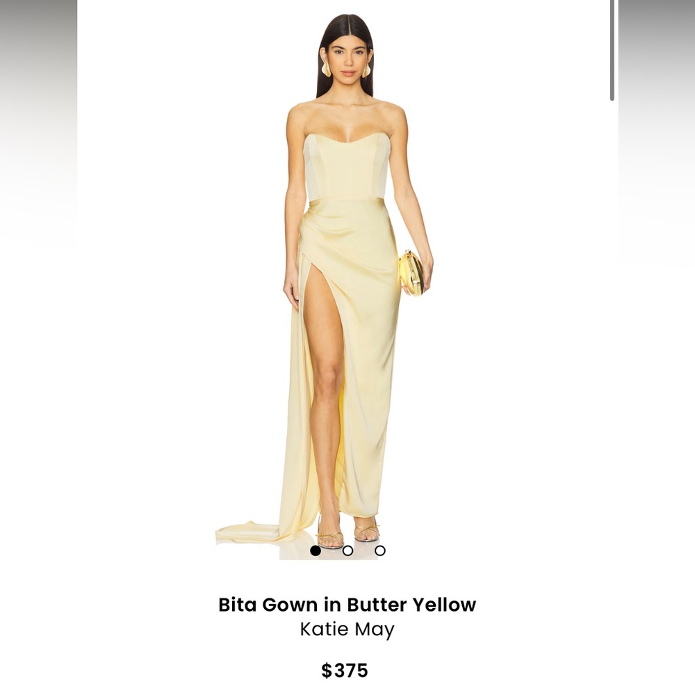 Katie May Bita Strapless Gown in Butter Yellow